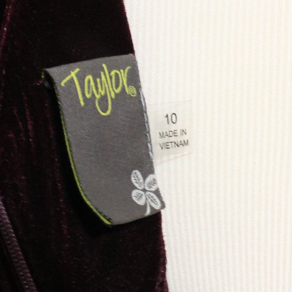 Taylor Burgundy Red Dress Velvet High Low 10 - Picture 11 of 12